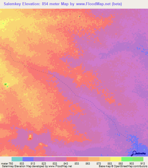 Salemkey,Chad Elevation Map