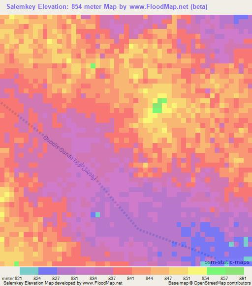 Salemkey,Chad Elevation Map