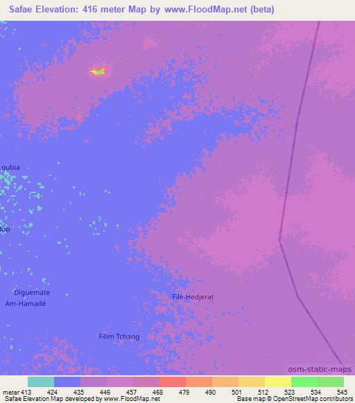 Safae,Chad Elevation Map