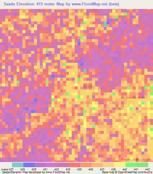Saada,Chad Elevation Map