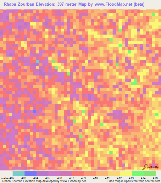 Rhaba Zourban,Chad Elevation Map
