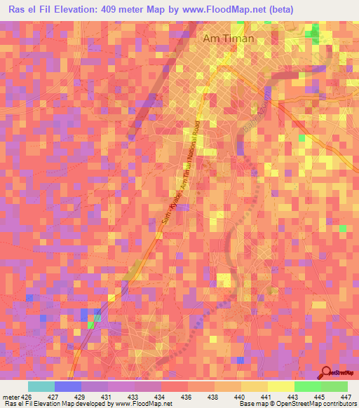 Ras el Fil,Chad Elevation Map