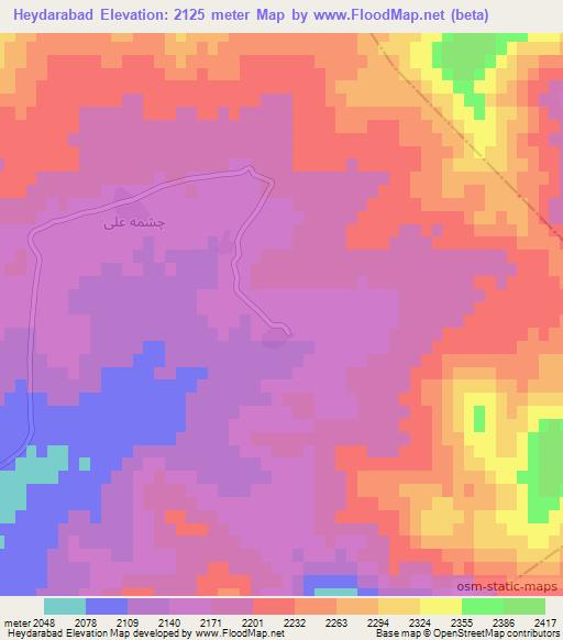 Heydarabad,Iran Elevation Map