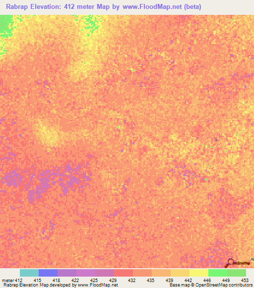 Rabrap,Chad Elevation Map