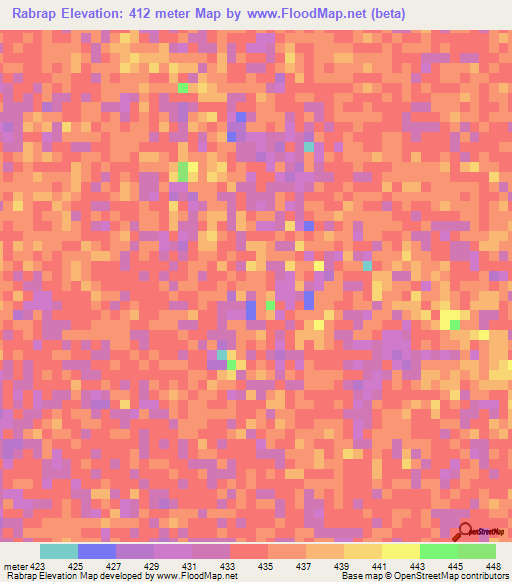 Rabrap,Chad Elevation Map