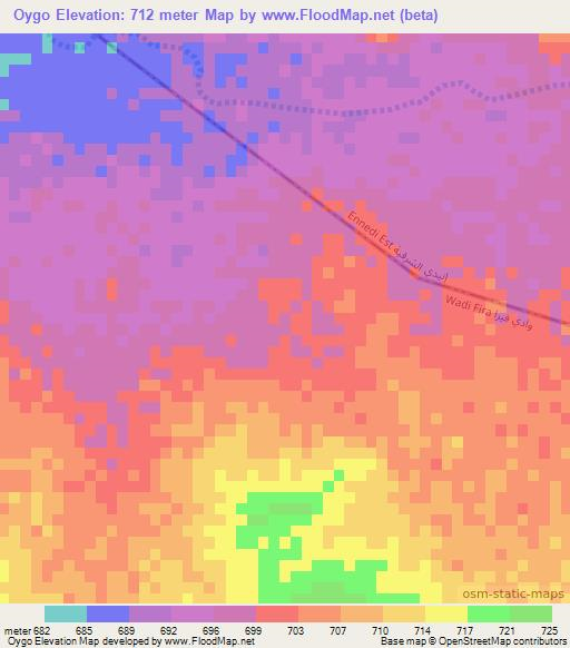 Oygo,Chad Elevation Map