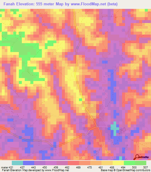 Fanah,Guinea Elevation Map