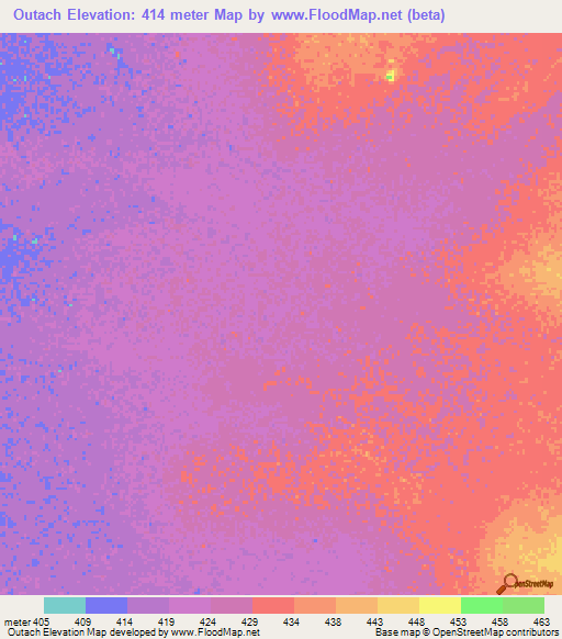 Outach,Chad Elevation Map
