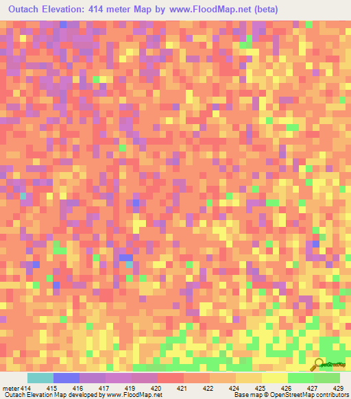Outach,Chad Elevation Map