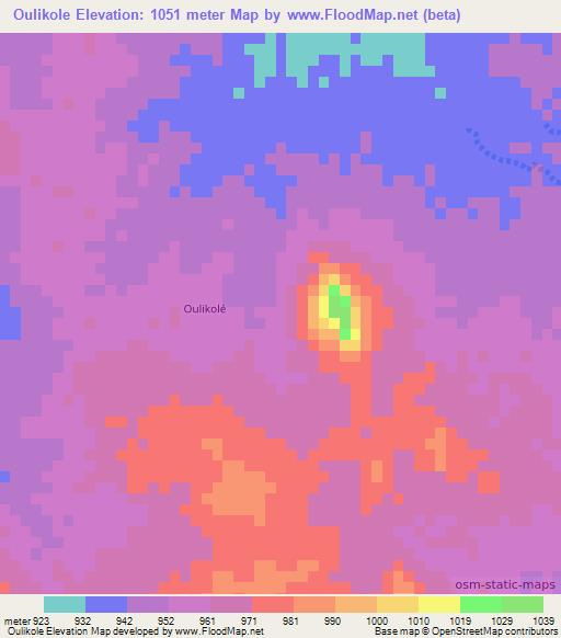 Oulikole,Chad Elevation Map