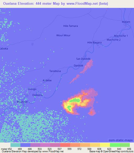 Ouelana,Chad Elevation Map