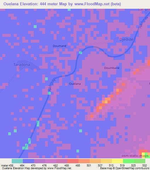 Ouelana,Chad Elevation Map