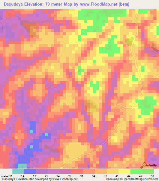 Daoudaya,Guinea Elevation Map