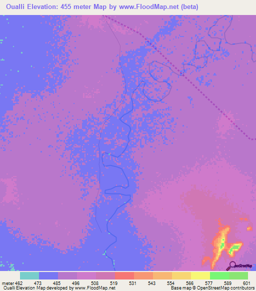 Oualli,Chad Elevation Map