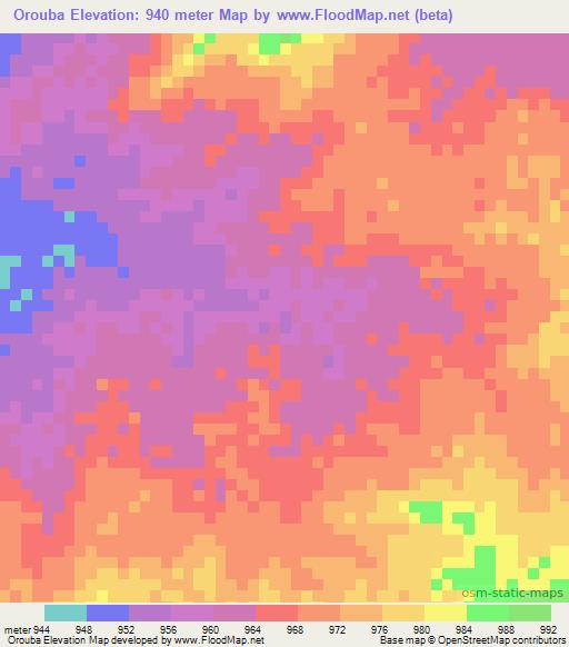 Orouba,Chad Elevation Map