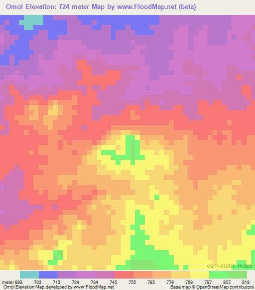 Omol,Chad Elevation Map