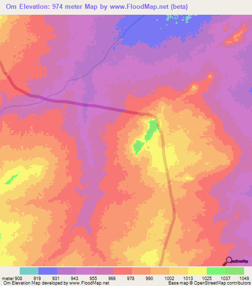 Om,Chad Elevation Map