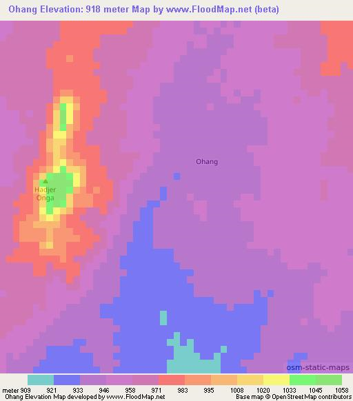 Ohang,Chad Elevation Map