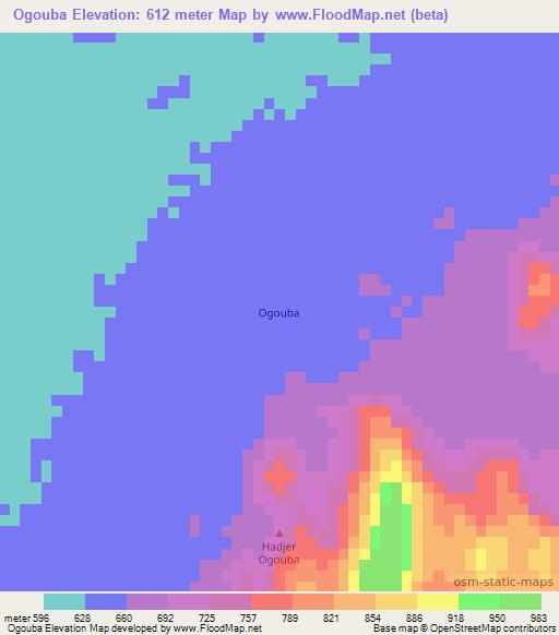 Ogouba,Chad Elevation Map