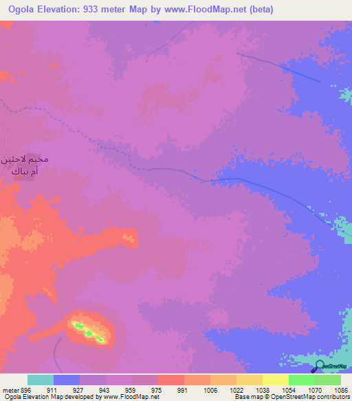 Ogola,Chad Elevation Map