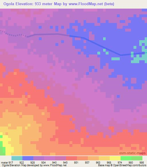 Ogola,Chad Elevation Map