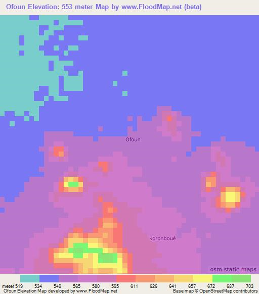 Ofoun,Chad Elevation Map