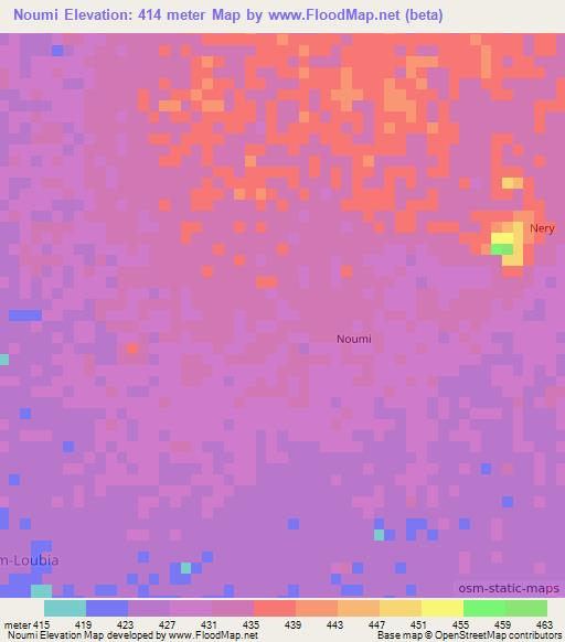 Noumi,Chad Elevation Map