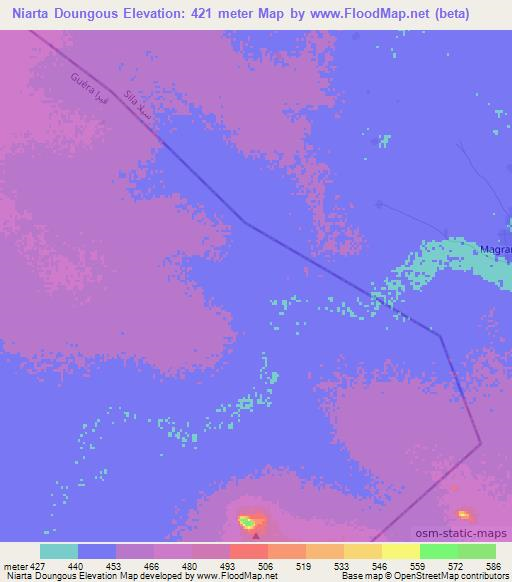 Niarta Doungous,Chad Elevation Map