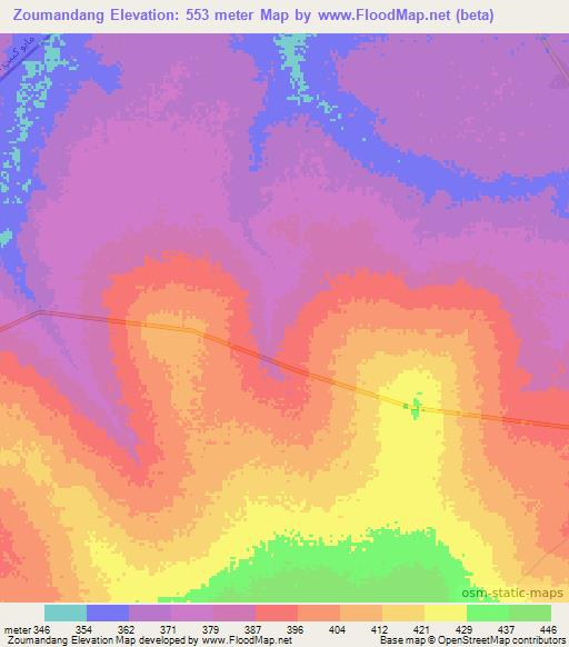 Zoumandang,Chad Elevation Map