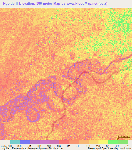 Ngoide II,Chad Elevation Map