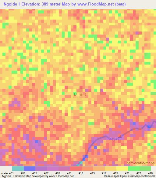 Ngoide I,Chad Elevation Map