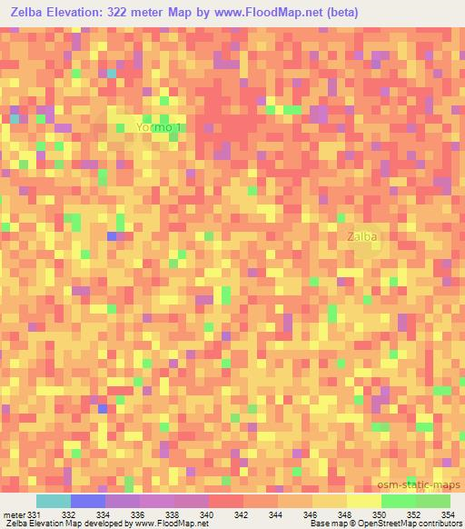 Zelba,Chad Elevation Map