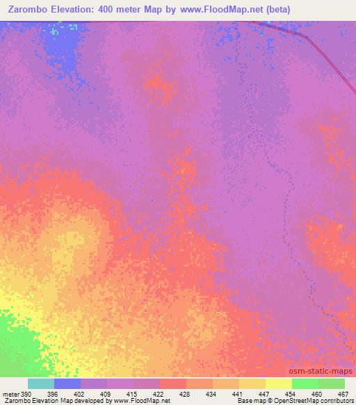 Zarombo,Chad Elevation Map