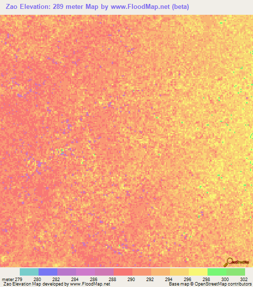 Zao,Chad Elevation Map