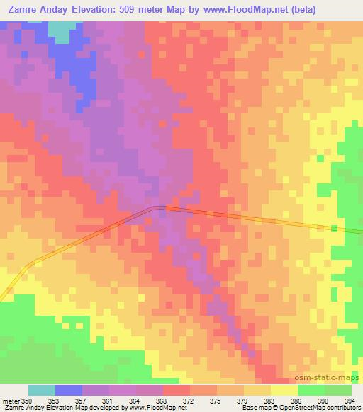 Zamre Anday,Chad Elevation Map