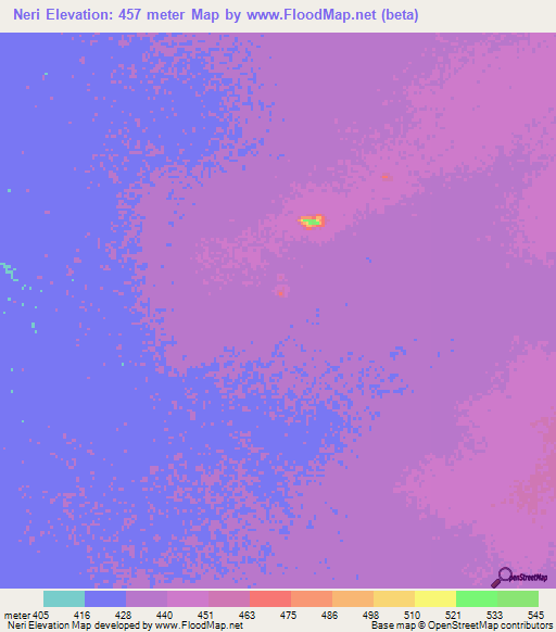 Neri,Chad Elevation Map