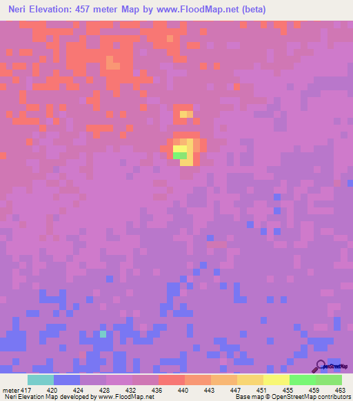 Neri,Chad Elevation Map