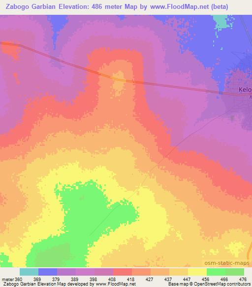 Zabogo Garbian,Chad Elevation Map