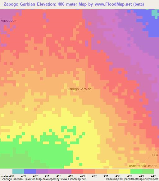 Zabogo Garbian,Chad Elevation Map