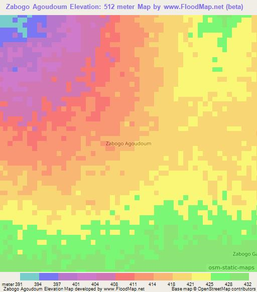 Zabogo Agoudoum,Chad Elevation Map