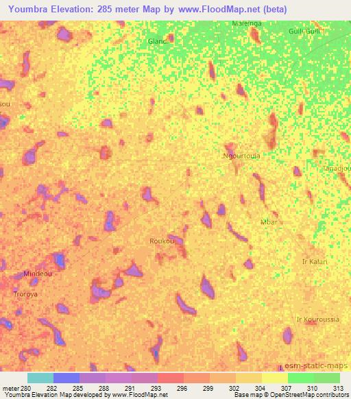 Youmbra,Chad Elevation Map