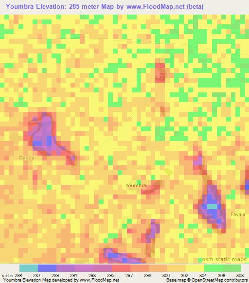 Youmbra,Chad Elevation Map
