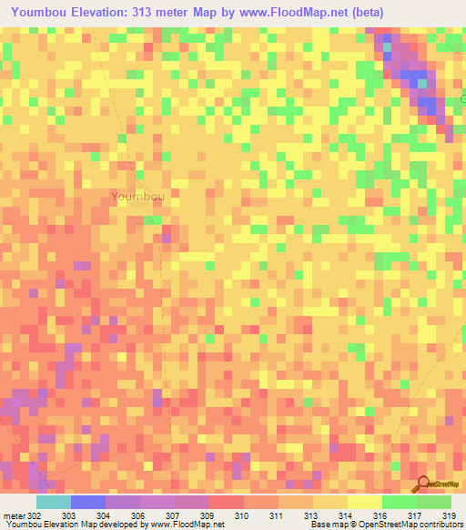 Youmbou,Chad Elevation Map