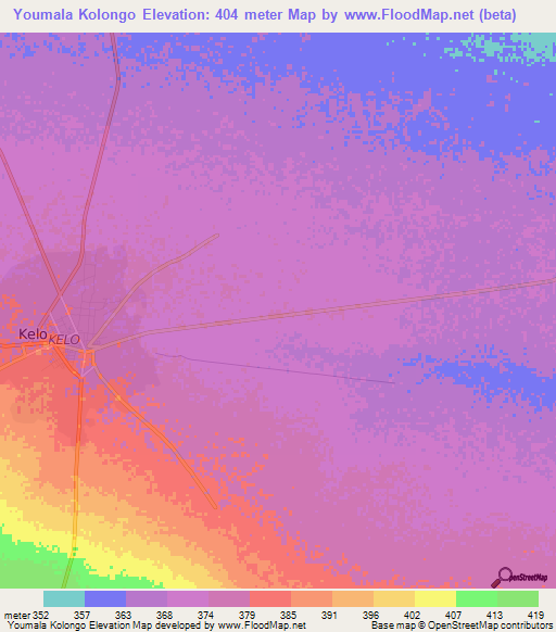 Youmala Kolongo,Chad Elevation Map