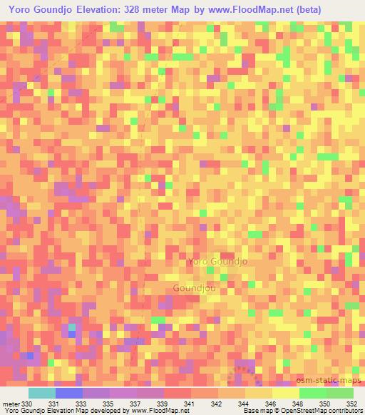 Yoro Goundjo,Chad Elevation Map