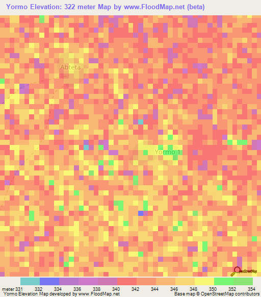 Yormo,Chad Elevation Map
