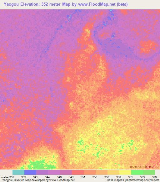 Yaogou,Chad Elevation Map