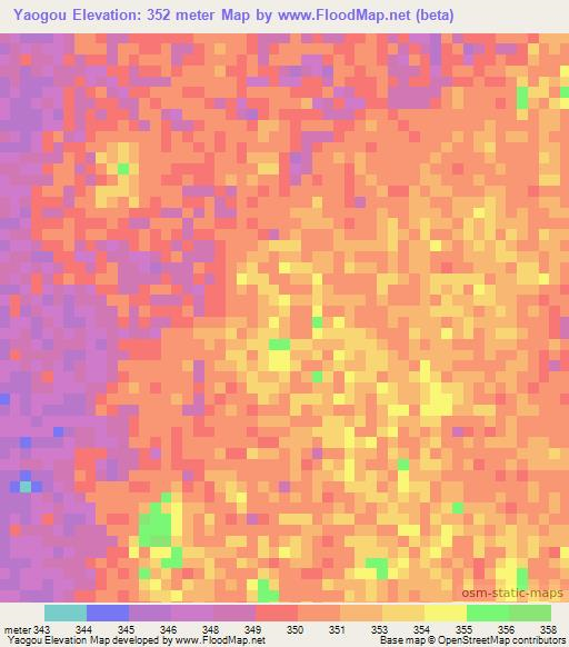 Yaogou,Chad Elevation Map