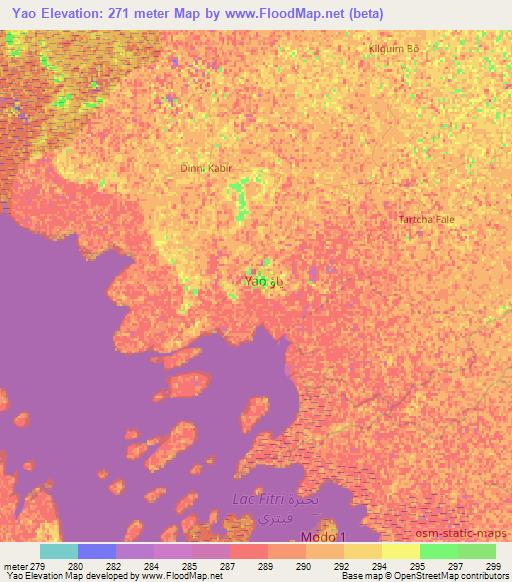 Yao,Chad Elevation Map