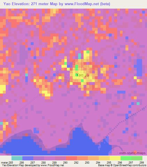 Yao,Chad Elevation Map